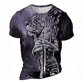 abordables Camisetas de Halloween-Hombre Graphic León Caballeros templarios Horror gótico Camiseta Manga Corta Camiseta Impresión 3D Cuello Barco Camisa Gótico Subcultura Deporte Festivos Noche Burdeos Azul Piscina Morado Primavera