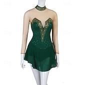 cheap Competition Dress-Dance Salsa Latin Dance Dress Rhinestone Women's Performance Training Long Sleeve High Spandex Tulle