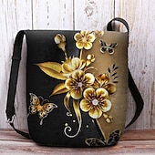 cheap Crossbody Bags-Women&#039;s Crossbody Bag Shoulder Bag Fluffy Bag Polyester Shopping Daily Holiday Print Large Capacity Lightweight Durable Flower Yellow Blue Fuchsia