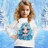 ieftine Desen animat 3D al fetei-Fete 3D Desene Animate Prințesă Hanorca Pullover Manșon Lung Tipărire 3D Primăvară Toamnă Modă Șic Stradă Adorabil Copii 3-12 ani Stil Nautic În aer liber Casual Zilnic Fit regulat