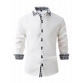 economico Camicie Button Down da uomo-Per uomo Camicie Camicia abbottonata Camicia non stirabile Maglietta informale Nero Bianco Rosa Borgogna Blu Manica lunga Color Block Tinta unita / tinta unita Collo ripiegabile Matrimonio Da mare
