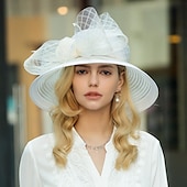 economico Fascinator-Fascinators kentucky derby cappello in fibra di bowler / cappello a cloche cappello a secchiello cappello floscio da sposa tea party matrimonio elegante con fiocco di piume copricapo copricapo