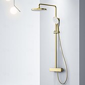 abordables Grifos de ducha-Sistema ducha / Válvula mezcladora termostática Conjunto - Alcachofa incluida Ducha de chorro múltiple Cascada Moderno Galvanizado Apertura Externa Válvula Cerámica Bath Shower Mixer Taps