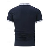 olcso Férfi klasszikus póló-Férfi POLO trikó Button Up Polos Hétköznapi Sport Hajtóka Rövid ujjú Divat Alap Színes Tyúklábminta Kollázs Zseb Nyár Normál Fekete Fehér Tengerészkék Medence Khakizöld POLO trikó