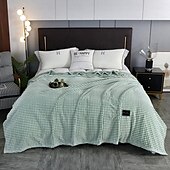 cheap Blankets &amp; Throws-Thickened Solid Color Pineapple Checked Flannel Blanket Coral Velvet Sofa Cover Blanket Air Conditioning Blanket Nap Blanket
