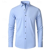 voordelige strijkvrije overhemden voor heren-Voor heren Overhemd Overhemd met knopen Zwart Wit Wijn Lange mouw Effen Revers Lente &amp; Herfst Bruiloft Feest Kleding