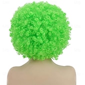 olcso Party Parókák-rövid, göndör, göndör afro paróka nőknek 70-es évek szintetikus hőálló parókák vicces party cosplay haj St. Patrick napi parókák