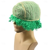 رخيصةأون باروكات الحفلات-باروكات أفريقية قصيرة منفوشة - شعر مستعار ديسكو هيبي مجعد للنساء والرجال لأزياء تنكرية لحفلات الهالوين، شعر مستعار لعيد القديس باتريك