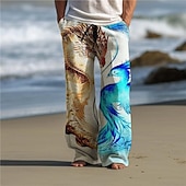 cheap Men&#039;s Printed Casual Pants-Dragon Phoenix Abstract Men&#039;s 3D Printed Casual Pants Trousers Elastic Waist Drawstring Loose Fit Straight-Leg Summer Beach Pants S TO 3XL