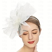 billige Fascinatorer og hatter-fascinators Hodeplagg Fjær Nett Bryllup Aftenselskap Kentucky Derby Hesteløp Damenes dag Elegant Elegant og luksuriøst Bryllup Med Fjær Blomster Hodeplagg Hodeplagg