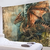 cheap Animal Tapestries-Vintage Dragon Hanging Tapestry Wall Art Large Tapestry Mural Decor Photograph Backdrop Blanket Curtain Home Bedroom Living Room Decoration