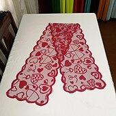 זול Placemats &amp; תחתיות וטריב-יום האהבה רץ שולחן קופידון לב אדום דגל שולחן 13x72in מפית שולחן חדשה בפס ארוך