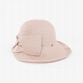preiswerte Partyhut-Hüte Stroh Synthetische faser Fischerhut Schlapphut Strohhut Hochzeit Tee-Party Elegant Hochzeit Mit Schleife Pure Farbe Kopfschmuck Kopfbedeckung