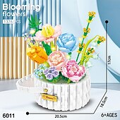 ieftine Jucării de Construit-cadouri de ziua femeii floarea soarelui hibiscus floare eternă bloc de construcție particule mici puzzle asamblare jucărie plantă în ghiveci decorare cuplu cadou de ziua îndrăgostiților cadouri de
