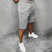baratos Shorts de moletom-Homens Shorts de moletom Shorts casuais Com Cordão Cintura elástica Tecido Respirável Macio Casual Final de semana Moda Roupa de rua Preto Cinzento Micro-Elástica