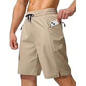 お買い得  男性用水泳パンツ-男性用 ボードショーツ スイムトランク お出かけ 週末 速乾性 ドローストリング 弾性ウエスト ポケット付き 平織り 膝丈 体操服 カジュアル アクティブウェア ワインレッド ブラック