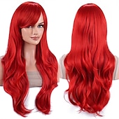 economico Parrucche storiche-parrucche 28 pollici 70cm lunghi capelli ricci ondulati parrucca cosplay resistente al calore con cuffia per parrucca parrucche di carnevale