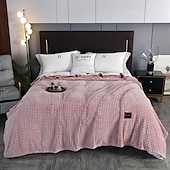 cheap Blankets &amp; Throws-Thickened Solid Color Pineapple Checked Flannel Blanket Coral Velvet Sofa Cover Blanket Air Conditioning Blanket Nap Blanket