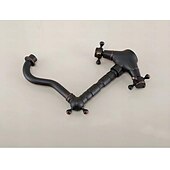 abordables Classiques-robinet de lavabo de salle de bain en laiton traditionnel, bronze huilé noir monté sur le pont mélangeurs robinets de bain à un trou avec poignée en alliage de zinc, interrupteur chaud et froid et