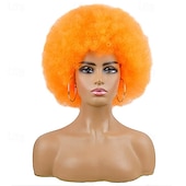 levne Párty paruky-afro paruky pro černé ženy 70. léta krátká černá afro paruka disco afro nafouklé paruky pro ženy výstřední kudrnatá paruka 10palcová přirozeně vypadající syntetická paruka denní párty cosplay