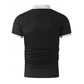 olcso Férfi klasszikus póló-Férfi POLO trikó Button Up Polos Hétköznapi Sport Hajtóka Rövid ujjú Divat Alap Színes Tyúklábminta Kollázs Zseb Nyár Normál Fekete Fehér Tengerészkék Medence Khakizöld POLO trikó