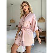 billiga Kigurumi-Vuxna Ensfärgat Badrock Pyjamas Nattkläder Onesie-pyjamas Kigurumi pyjamas För Dam Dagliga kläder Casual Tecknad serie