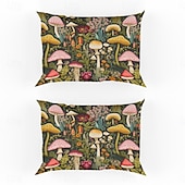 abordables Sábanas y funda de almohada-Juego de 2 fundas de almohada tamaño queen con diseño de setas, funda de edredón estampada, funda de almohada suave y transpirable, funda de almohada decorativa (20 x 30 pulgadas)