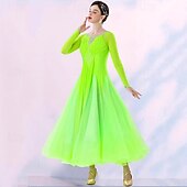 economico Abbigliamento da Competizione-Balli da sala Abito A fantasia Cristalli / Strass Per donna Prestazioni Feste Manica lunga Retato Elastene Organza