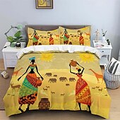 cheap Duvet Cover Sets-Three piece set of African primitive tribal character prints down duvet cover hotel bedroom guest room famous guest bed bedding comfortable set 1 down duvet cover 2 pillowcases king size bed s