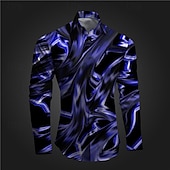 economico Geometrica-Per uomo Geometrica Graffiti Camicia con bottoni Camicie stampate Manica lunga Sottoculturale Da mare Feste Strada Primavera estate Collo ripiegabile Stampa Bottone giù Rosa Rosso Blu Azzurro cielo