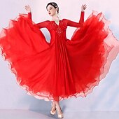 economico Abbigliamento da Competizione-Balli da sala Abito A fantasia Cristalli / Strass Per donna Prestazioni Feste Manica lunga Retato Elastene Organza