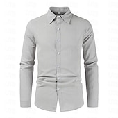 economico Casual da lavoro-Per uomo Camicia Camicia di lino Camicia Estiva Camicia da Spiaggia Semplice Vacanza Camicia hawaiana Nero Rosa Blu marino Viola Manica Lunga Bavero Primavera &amp; Autunno Abbigliamento Bottonato