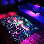 Недорогие Черные ковры-Ковер с принтом Blacklight, УФ-реактивный светящийся в темноте ковер, большой нескользящий коврик для декора комнаты