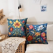 ieftine stil floral și plante-flori de epocă 1 bucată huse de pernă cu dimensiuni multiple perne decorative de coastă în aer liber huse de perne moi pentru canapea canapea pat decor acasă