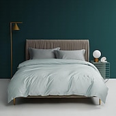 economico 100% cotone-Copripiumino 100% cotone, lenzuolo piano, lenzuolo con angoli, combinazione libera, set di biancheria da letto in raso a 300 fili, copripiumino di qualità premium, federa, collezione letto grigio,