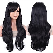 economico Parrucche storiche-parrucche 28 pollici 70cm lunghi capelli ricci ondulati parrucca cosplay resistente al calore con cuffia per parrucca parrucche di carnevale
