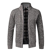 Недорогие кардиган мужской свитер-Муж. Вязаная ткань Платье-свитер Кардиган Свитер на молнии Свитер Куртка Вязать Молния Карман Воротник-стойка Стиль На каждый день Одежда Осень Зима Черный Винный S M L