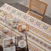 cheap Tablecloth-1pc Boho Style Rectangular Tablecloth with Tassels - Waterproof and Oil Proof Home Decor