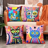 preiswerte tierischer Stil-Doppelseitiger Kissenbezug mit Katzen-Cartoon-Motiv, 1 Stück, weich, dekorativ, quadratisch, Dekokissenbezug, Kissenbezug für Schlafzimmer, Wohnzimmer, hochwertiges Innenkissen für Sofa, Couch, Bett,