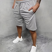 baratos Shorts de moletom-Homens Shorts de moletom Shorts casuais Com Cordão Cintura elástica Tecido Respirável Macio Casual Final de semana Moda Roupa de rua Preto Cinzento Micro-Elástica