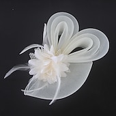 levne Svatební čelenka-Fascinátory Klobouky Doplňky do vlasů Organza 30. léta Cylindr Závojový klobouk Dostih koktejl Elegantní Luxus S Peří Mašličky Přílba Pokrývky Hlavy