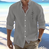 Herr Skjorta Strandskjorta Knapp upp skjorta symbol Utomhus Semester Svart Vit Rodnande Rosa Grön Långärmad Kinakrage Vår & Höst Kläder Mönster billiga Semester-Herr Skjorta Strandskjorta Knapp upp skjorta symbol Utomhus Semester Svart Vit Rodnande Rosa Grön Långärmad Kinakrage Vår & Höst Kläder Mönster