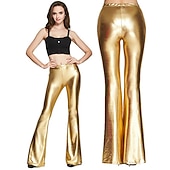 baratos Partes inferiores-Anos 80 Hip pop Calça boca de sino Traje Abba Calças boca de sino Discoteca Côr Sólida Fantasia Mulheres Fantasia de Carnaval Carnaval Bandagem Espetáculo Parada do Orgulho Adulto Calças Todas as