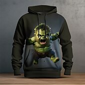 levne 3D vzor-Pánské Grafika Komiks Kapuce Kapucky Mikina Kapuce Dlouhý rukáv Mikina s kapucí Kapuce Módní 3D tisk Outdoorové sporty Dovolená Streetwear Rubínově červená Vodní modrá Tisk Přední kapsa Jaro &amp; podzim