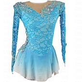 economico Abiti da Pattinaggio Artistico-Vestito da pattinaggio artistico Per donna Da ragazza Pattinaggio sul ghiaccio Vestiti Completi Lilla Nero Bianco Collage Retato Elastene Di pizzo Elevata elasticità Competizione Vestiti da