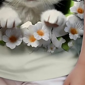 cheap Girl&#039;s 3D Animals-Girls&#039; 3D Cat Tee Shirts Short Sleeve 3D Print Summer Active Fashion Cute Polyester Kids 3-12 Years Crew Neck Outdoor Casual Daily Regular Fit