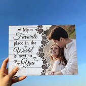 billige Bryllupsgave-Personlig tilpasset akryl fotostykke med base gave til bryllup par plakett Min favorittsted i verden er deg farsdag jubileum bryllup bryllupsgave 20*15cm (8“*6”)