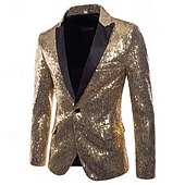 cheap Outfits-Disco 1980s Pants Suits &amp; Blazers Lapel Collar Blazer Disco Sequins Normal Men&#039;s Halloween Masquerade Party Club Pride Parade Adults&#039; Coat Pants