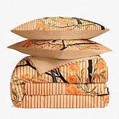 abordables 100% Coton-Parure de lit réversible 100 % satin de coton l.t.home de qualité supérieure, 300 fils au pouce carré, motif floral, taille Queen et King