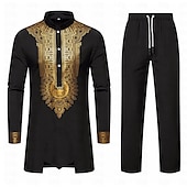 economico Musulmano arabo-Per uomo Maglietta Abiti africani moderni Stampa africana Dashiki Per adulto Superiore Pantaloni